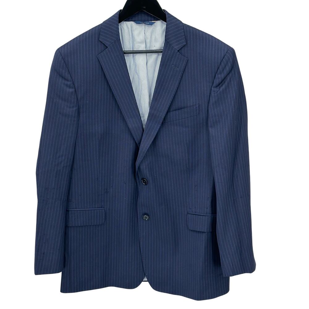 Brooks Brothers Suit Jacket Mens 43R Navy Pinstripe Explorer Regent Fit Wool